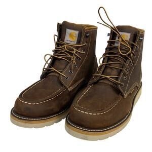 Carhartt Mens Size 9 Brown Wedge Leather Boot Lace Up Round Toe Work Shoes
